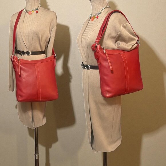 VTG Coach Legacy Slim Gallery Tote 9188 Red Leather Nickel Convertible Bag Y2K - Picture 2 of 8